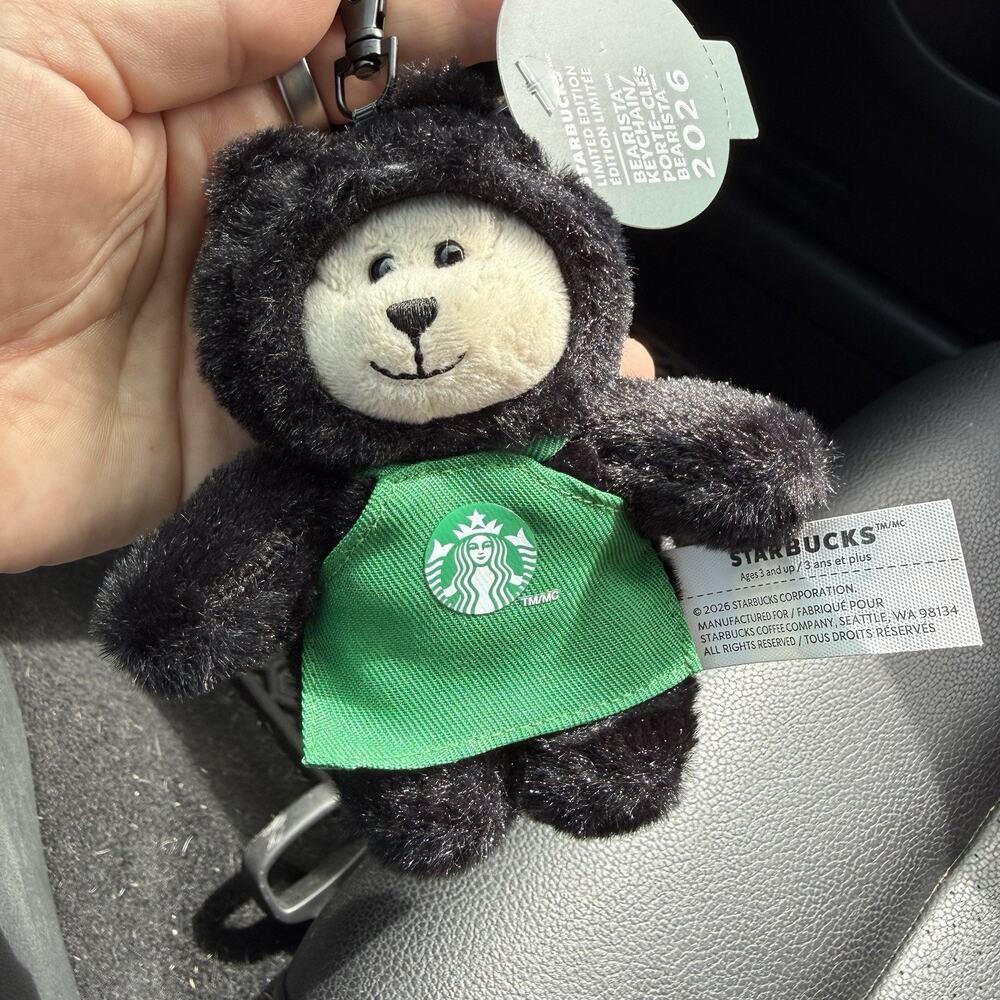 Starbucks 2026 Halloween Bearista Bear Black Cat Keychain Plush - New In Hand